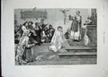 Original Old Antique Print 1887 Royal Academy Art Girl First Communion Church