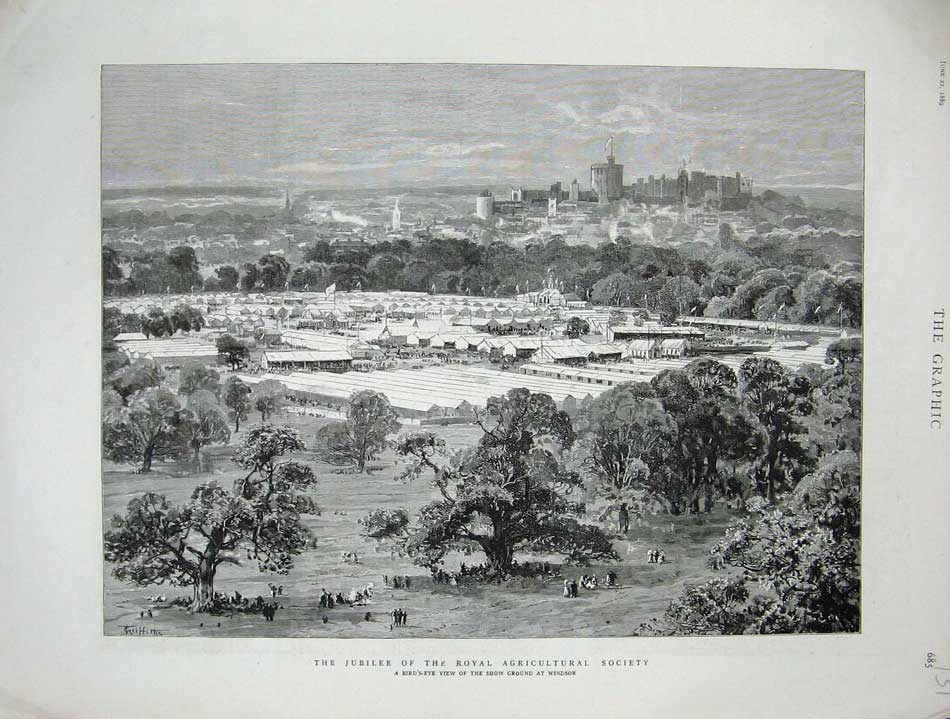 Original Old Antique Print 1889 Jubilee Royal Agricultural Society Show Windsor