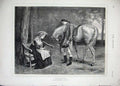 Original Old Antique Print 1874 Watson Man Woman Horse Country Bench Victorian