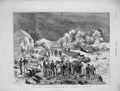 Old Antique Print 1875 Floods Monmouthshire People Trees Houses Country 19th