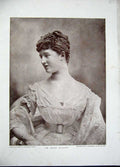Original Old Antique Print 1888 Irish Beautiful Lady Woman Portrait Victorian
