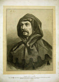 Original Old Antique Print 1881 Portrait Man Hood Crown Princess Germany Art