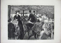 Original Old Antique Print 1872 Rotten Row Horses Men Women Children Fine Art
