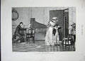 Original Old Antique Print 1887 Young Boy Music Lesson Piano Man Mother Hindley