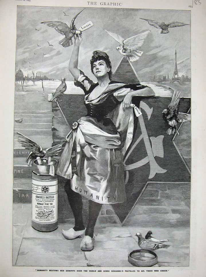 Old Antique Print Advertisement Geraudels Pastilles Cough Medicine 1893 19th