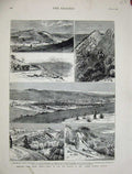 Original Old Antique Print 1879 South Africa North Eastern Railway Grahamstown