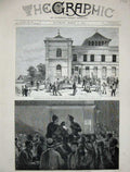 Original Old Antique Print 1879 Zulu War Pietermaritzburg Battle Isandula Court