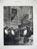 Old Antique Print 1881 Funeral Dean Stanley Westminster Abbey King Henry 19th