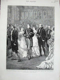 Original Old Antique Print Municipal Ball Guildhall Lord Mayor London Art 1875