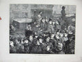Original Old Antique Print 1872 Street Scene Crod People Carriage Fine Art 19th