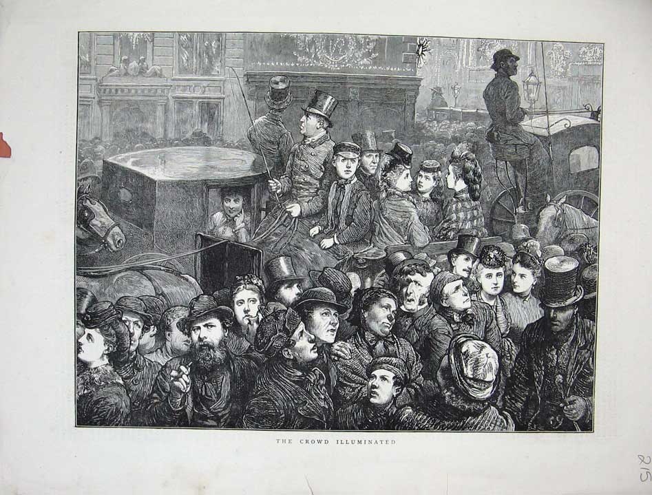 Original Old Antique Print 1872 Street Scene Crod People Carriage Fine Art 19th