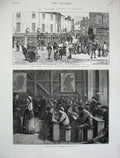 Old Antique Print 1875 Hatton Garden London Italian Sunday School Organ 19th