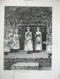 Original Old Antique Print Rose Queen Whiteland'S College Chelsea Flowers 1889