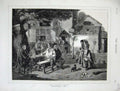 Original Old Antique Print 1876 Barnes Fine Art Village Tenor Man Singing Music