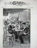 Original Old Antique Print 1891 English French Sailors Port France War Fine Art