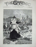 Original Old Antique Print 1871 Michaelmas Young Woman Geese Country Lane 19th