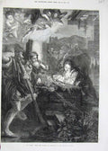 Old Antique Print 1873 La Notte Correggio Dre-Den Gallery People Fairys 19th