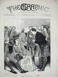Original Old Antique Print 1871 Waverley Ball Men Kilt Women Romance Scottish