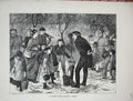 Old Antique Print 1870 Water Pump Frost Winter Bucket Kettle Children Art 19th