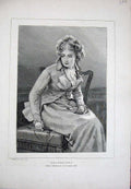 Original Old Antique Print 1870 Portrait Grandmamma Lady Woman Chair Victorian