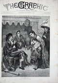 Old Antique Print 1871 Burgess Fine Art Fan Seller Street Market Fine Art 19th