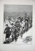 Old Antique Print 1870 London Slide Ice Skating Children Winter Fine Art 19th