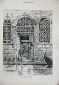 Original Old Antique Print 1882 Harry Quilter Canal Boat Man Woman Romance 19th