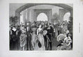 Original Old Antique Print 1887 Jubilee Ball Guildhall London Men Women Dancing