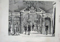 Original Old Antique Print 1878 Paris Exhibition Court Flags Paintings 19th
