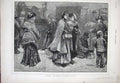 Old Antique Print 1873 London Street Scene Lady Flowers Horse Coach Art 19th