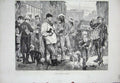 Original Old Antique Print 1869 Bird Mart Sale Animals Dog Goat Street Scene