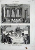 Original Old Antique Print 1876 Constantinople Midhat Pasha Mehemet Agha Horses