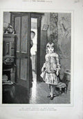 Old Antique Print 1882 Cauty Royal Academy Art Little Girl Babysitter Art 19th