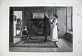 Original Old Antique Print C1870 Abbey Fine Art Widower Man Lady Little Boy