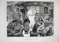 Original Old Antique Print 1871 Human Hair Market Alsace People Dog Victorian