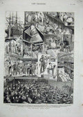 Old Antique Print Colonial Wool Trade Dublin Castle Ship Blackwall 1882 19th