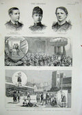 Original Old Antique Print 1888 Inverness Highland Games Scotland Jayne Sophia