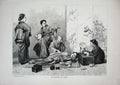 Original Old Antique Print 1870 Shampooing Japan People Music 19th