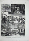 Old Antique Print 1877 American Meat Liverpool Ship Railway Station Quay 19th