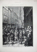Original Old Antique Print 1872 Drury Lane London People Music Fine Art 19th
