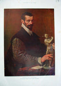 Old Antique Print Colour Portrait Sculptor Leandro Bassano Hampton Court