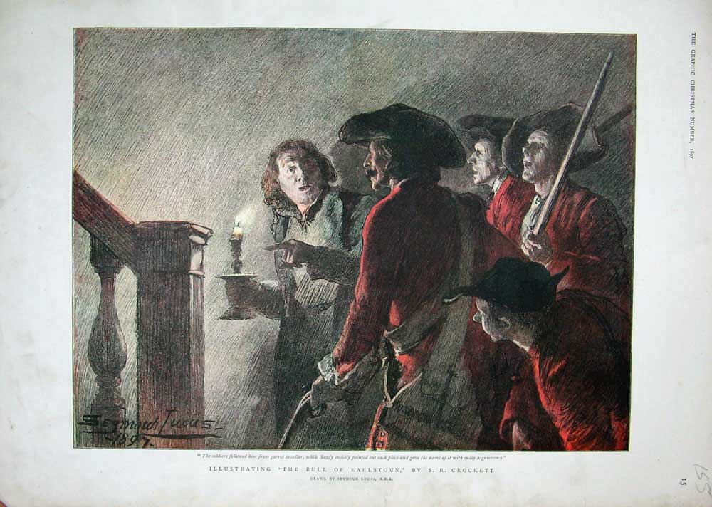 Original Old Antique Print 1897 Colour Siers Bull Earlstoun Seymour Lucas 19th