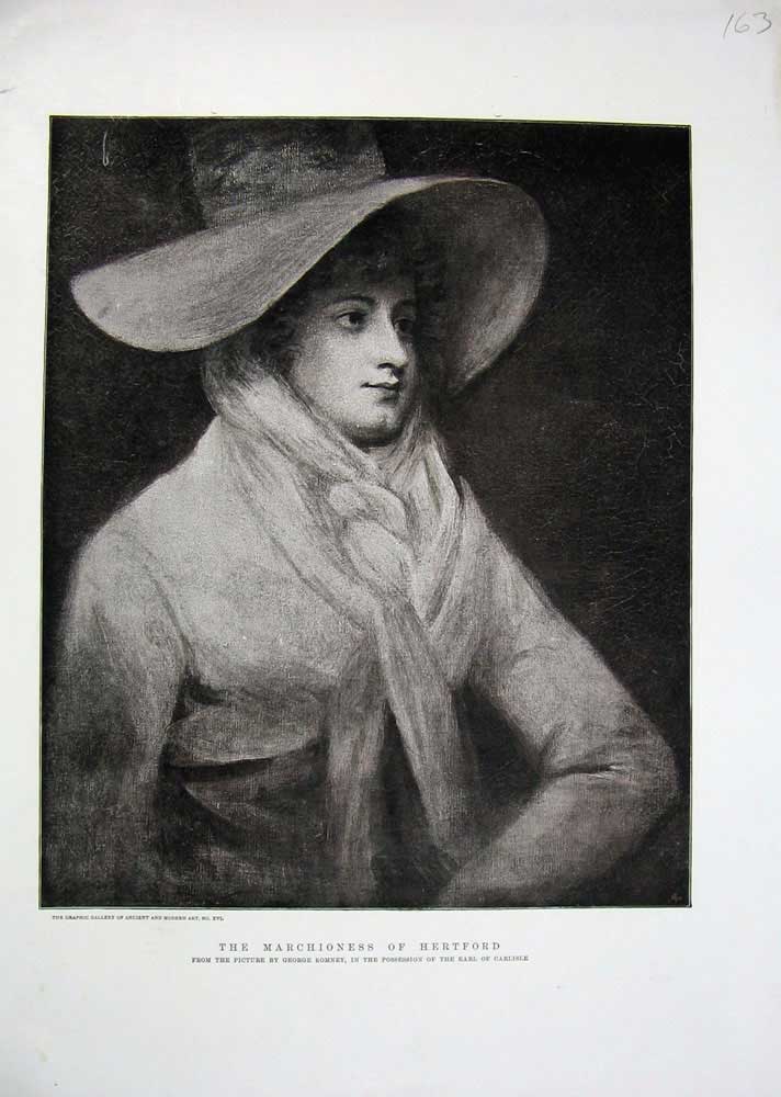 Original Old Antique Print Portrait Marchioness Hertford Earl Carlisle