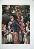 Old Antique Print 1881 Foundling Hospital Guildford Friut Christmas Tree 19th