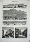 Old Antique Print 1877 Earthquake Peruvian Tyrol Madatch Trafoi Stelvio 19th