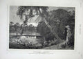 Old Antique Print 1877 Royal Academy Art Romance River Trees Country Swan 19th