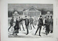 Original Old Antique Print 1877 Skating Hall Ice Rink Buda-Pesth Hungary Sport