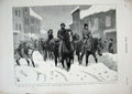 Original Old Antique Print 1878 Snow Plough Streets Newcastle-On-Tyne Horses
