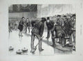 Original Old Antique Print 1877 Curling Ice Rink Manchester Sport Men Victorian