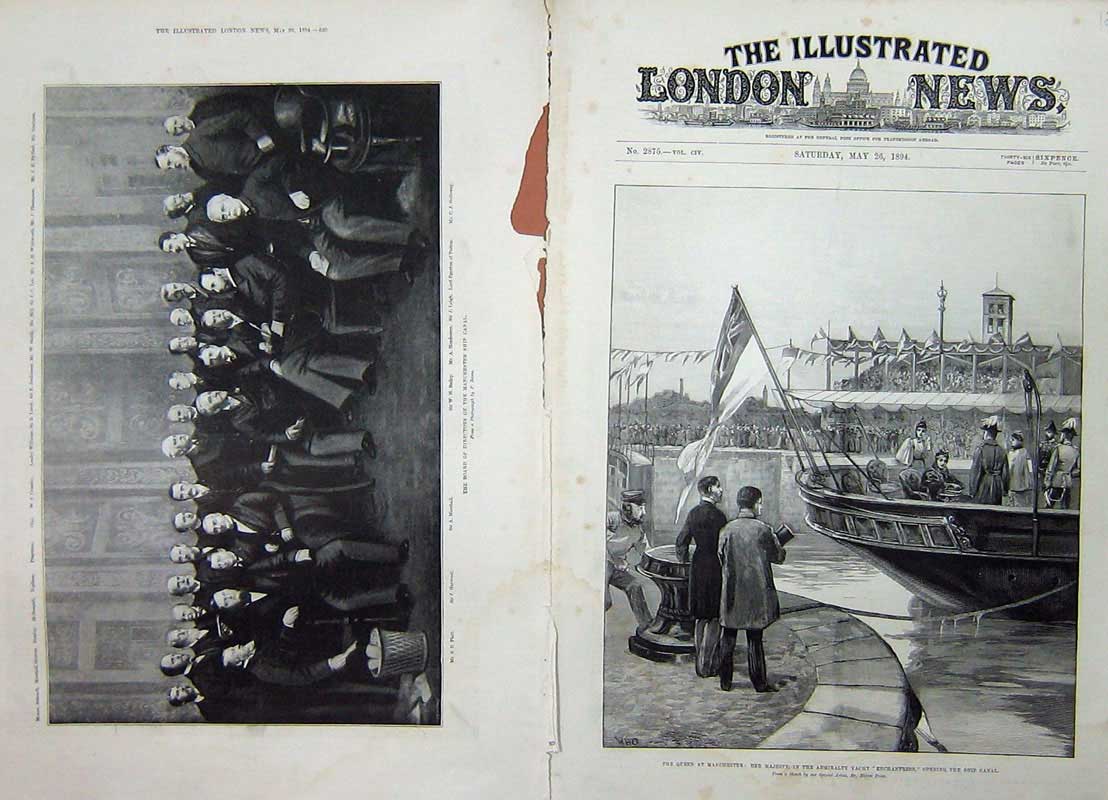 Old Antique Print 1894 Queen Manchester Enchantress Ship Canal Directors 19th